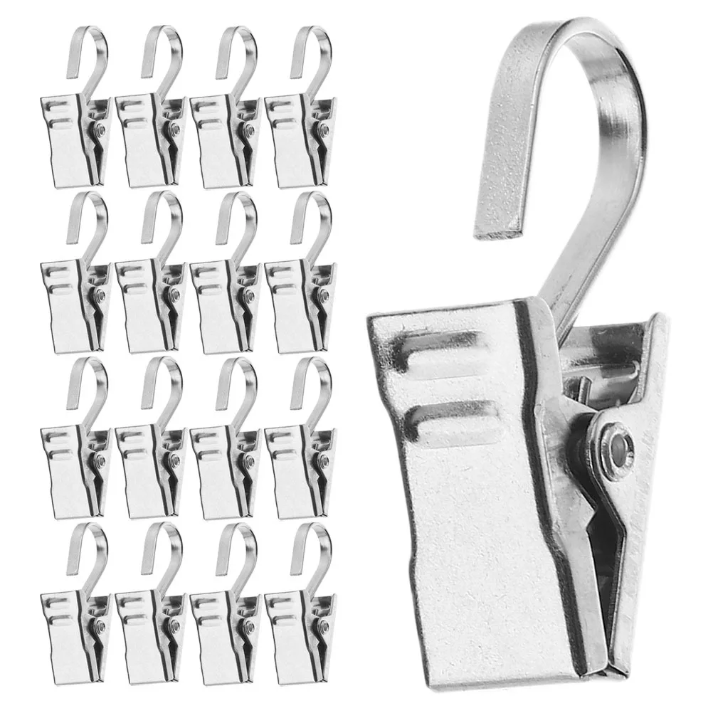 

PLAFOPE 25Pcs Stainless Steel Curtain Hooks Metal Clips for Hanging Curtains Shower Rods and Small Items