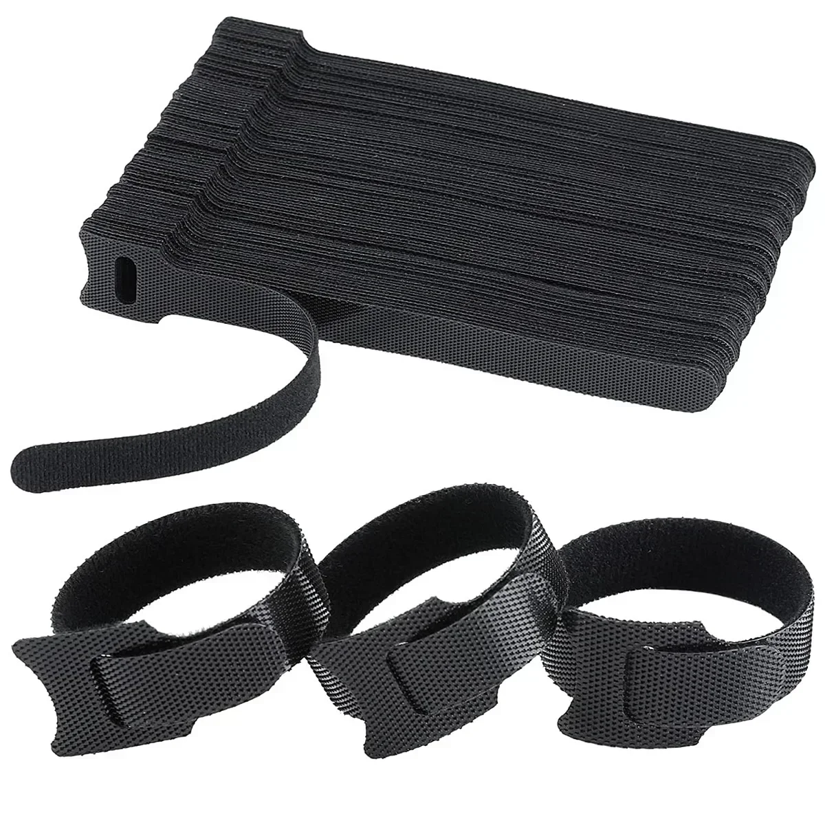 10/30/50/100pcs  T-type Cable Ties Plastics Releasable Nylon Hook Loop Wrap Zip Bundle Fastener Straps Detachable Wire Organizer