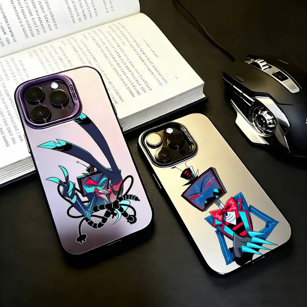

H-Hazbin H-Hotel Vox Phone Case For iPhone17,16,15,14,13,12,11 Plus,Pro Max Black Candy silver phone case