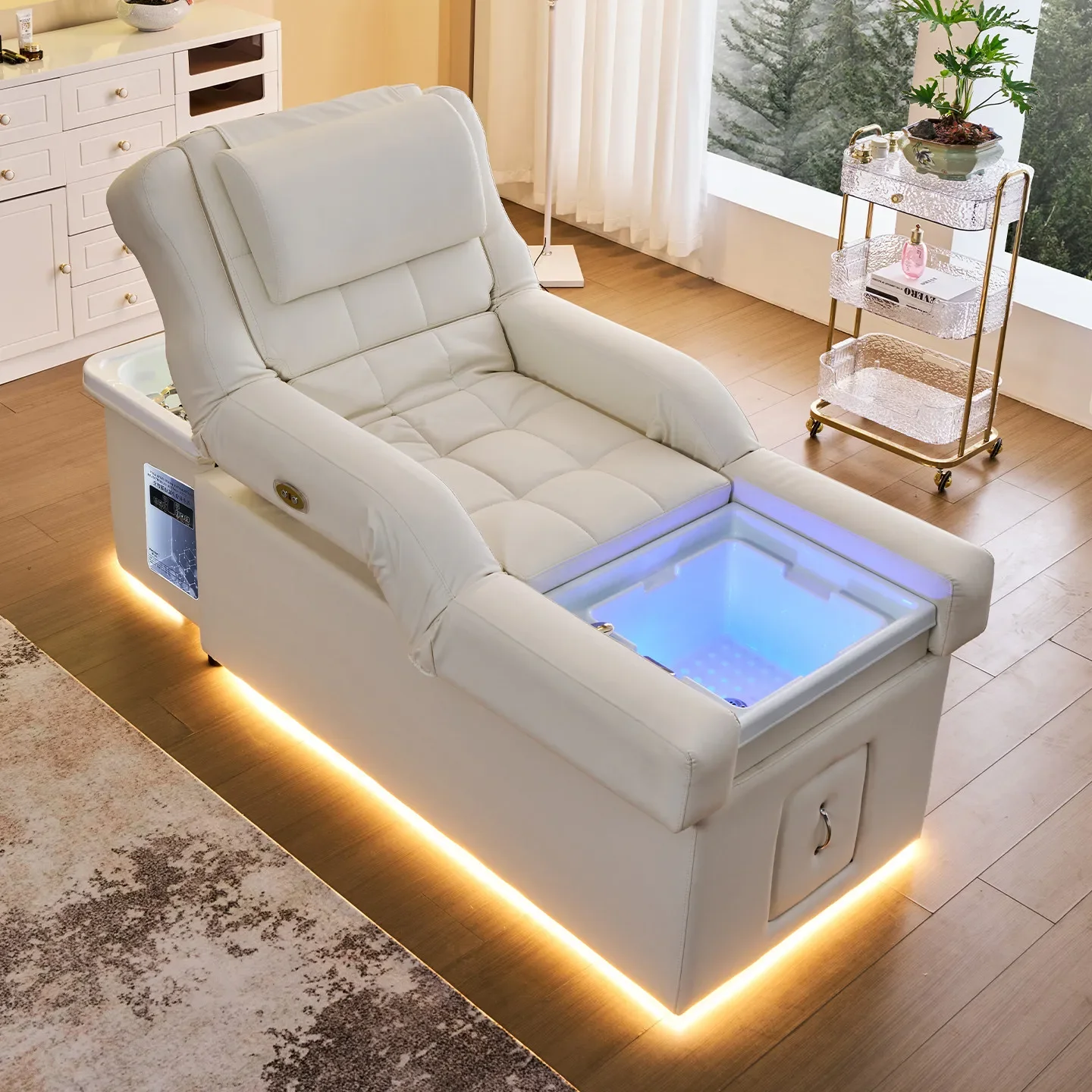 U9.20 - electric back lift head massage shampoo bed with foot spa and beauty spa all-in-one