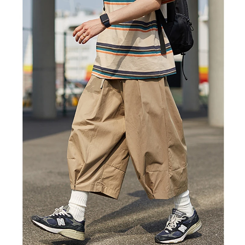 

Summer Loose Wide Leg Seven-Foot Men's Casual Leisure Workwear Long Trousers y Trendy Brand Youth Active Sle Polyeste...