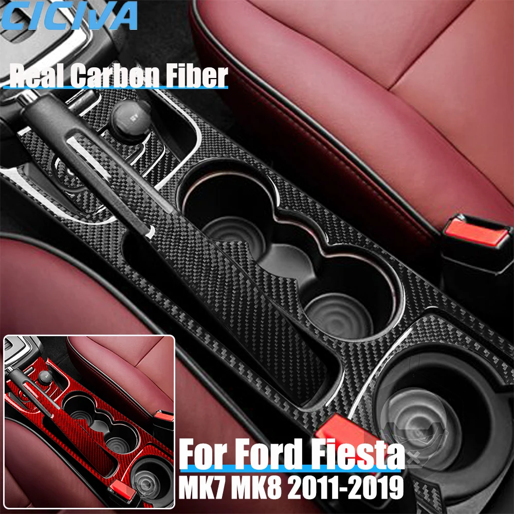 

Real Carbon Fiber Car Accessories Center Console Set Trim Decorative Cover Soft Sticker For Ford Fiesta MK7 MK8 2011-2019