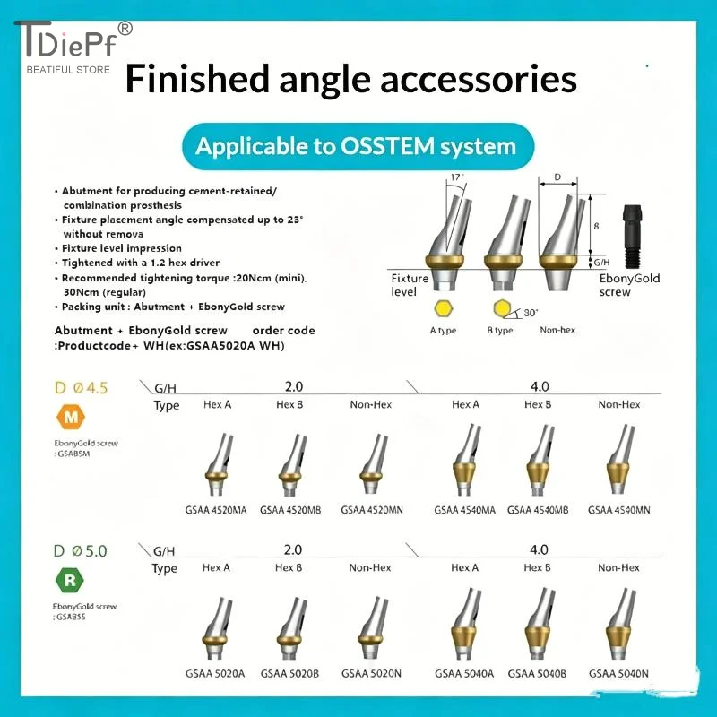 Dental Implant Restoration Accessory Premium Titanium Dental Angled Abutment 17 Degree Fits Osstem System For Dental Implant Use