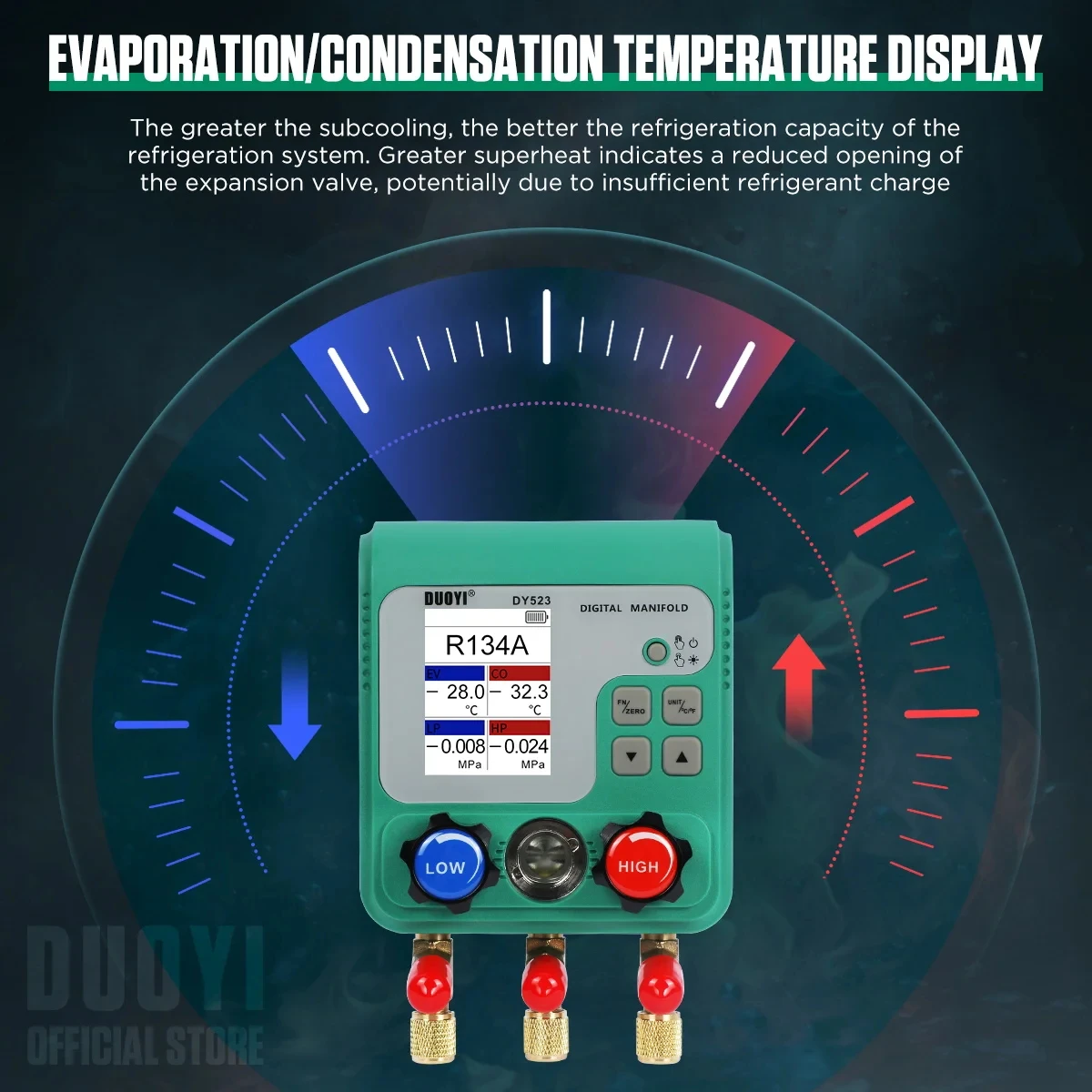 0-6000Kpa Koeling Manometer Digitale Vacuüm Drukspruitstuk Tester Meter Vacuümmeter voor HVAC Airconditioner Tool