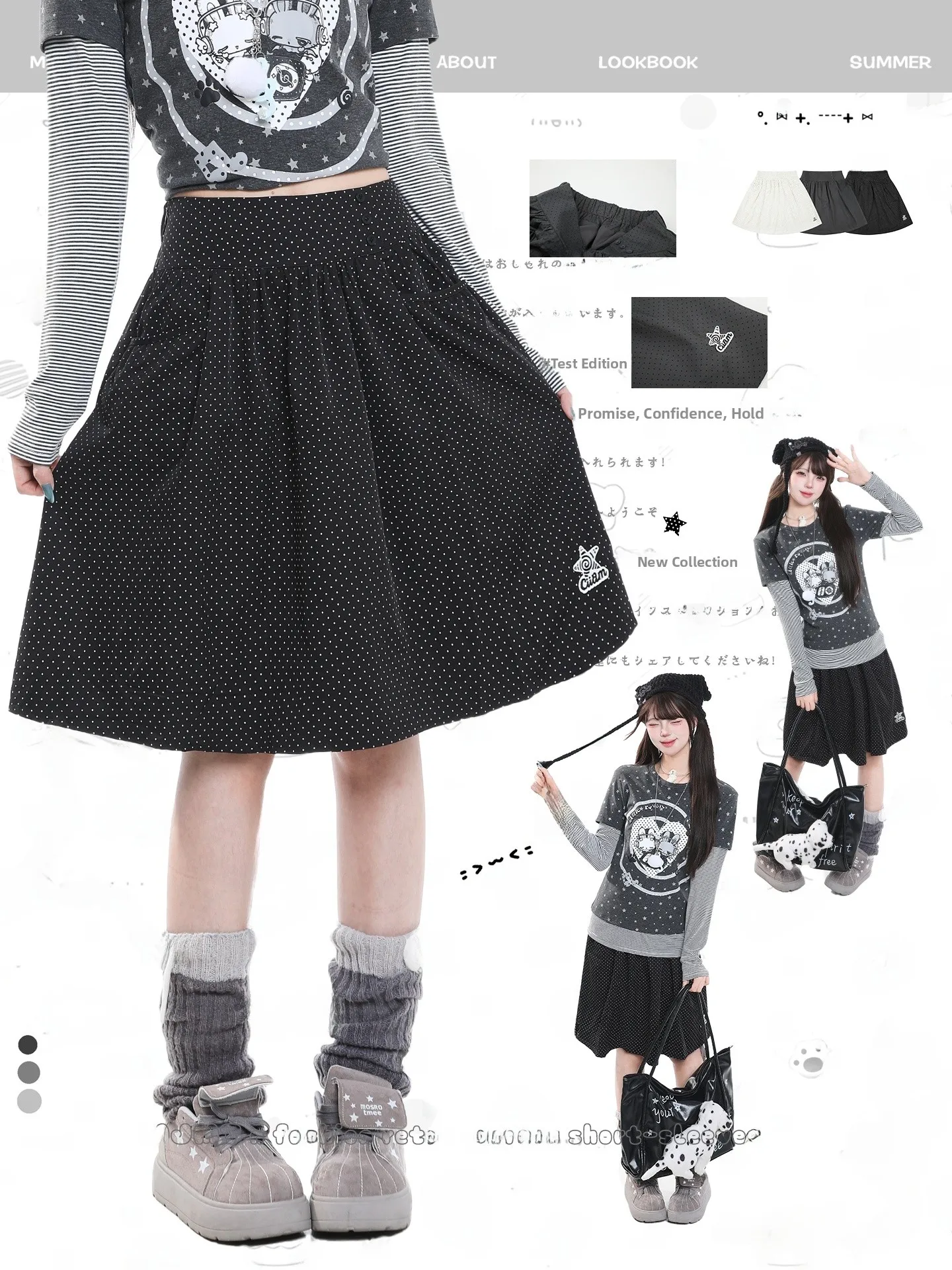 High Waist A-Line  Skirt Women's Casual Style Korean School Girl Sensation Slimming Vintage Mid-Length Skirt