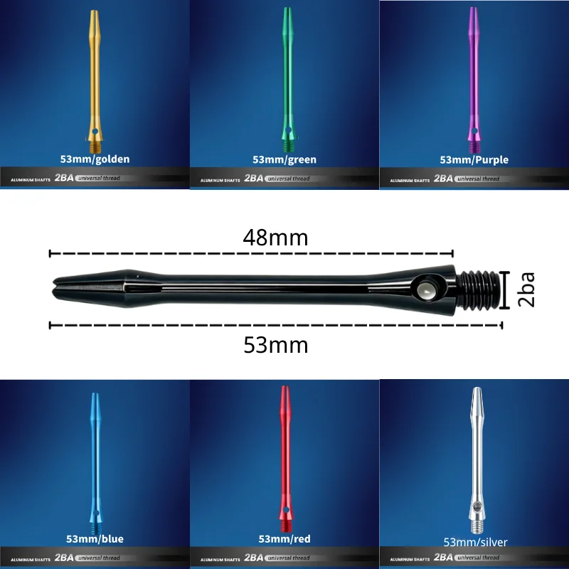 7 Colors Aluminum Dart Shafts 2BA Universal Thread 53mm Durable Metal Stems for Steel Soft Tip Darts Accessories