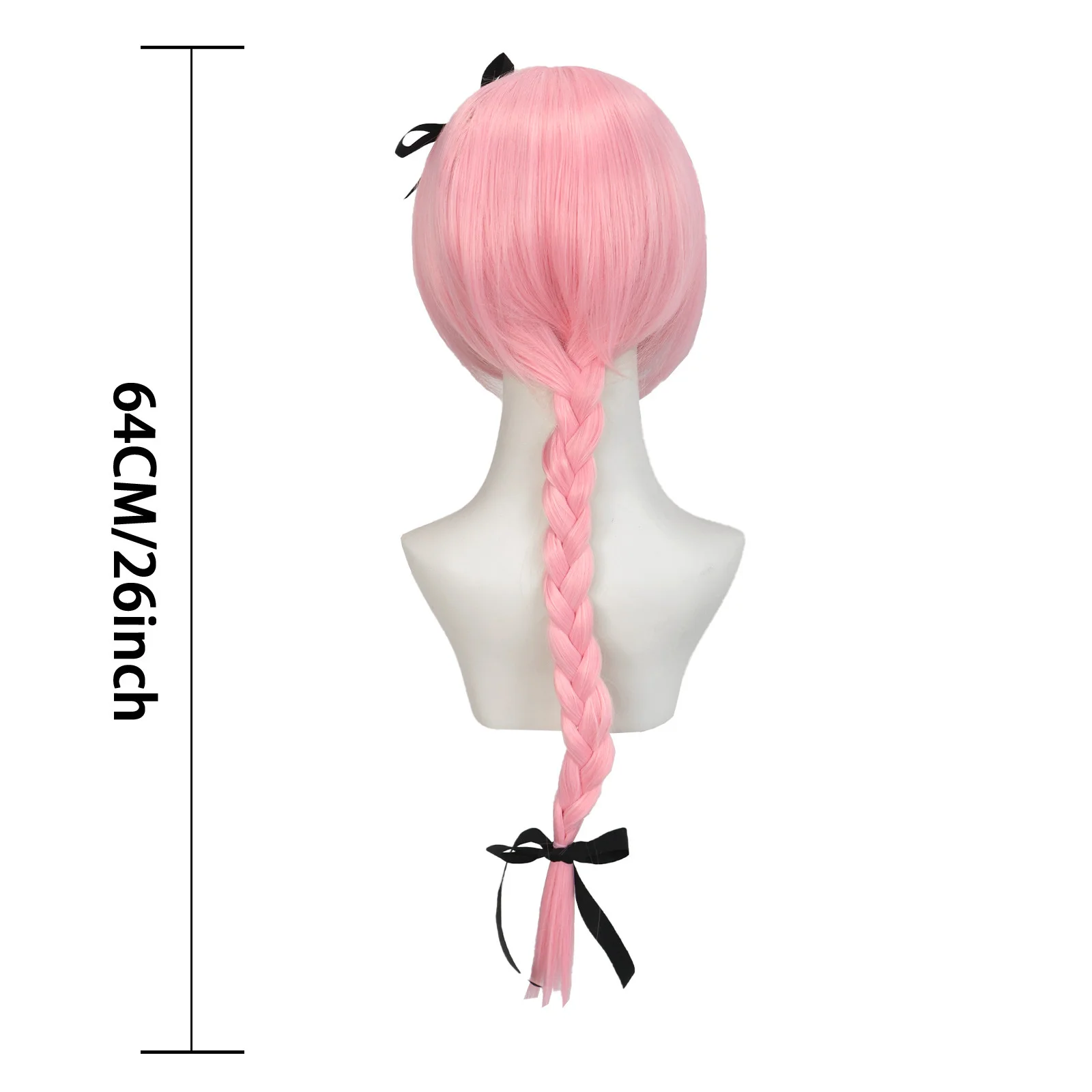 Astolfo Cosplay Wig  Long Pink Braided Heat Resistant Synthetic Hair Perucas Cosplay Wig for Halloween Carnival Party