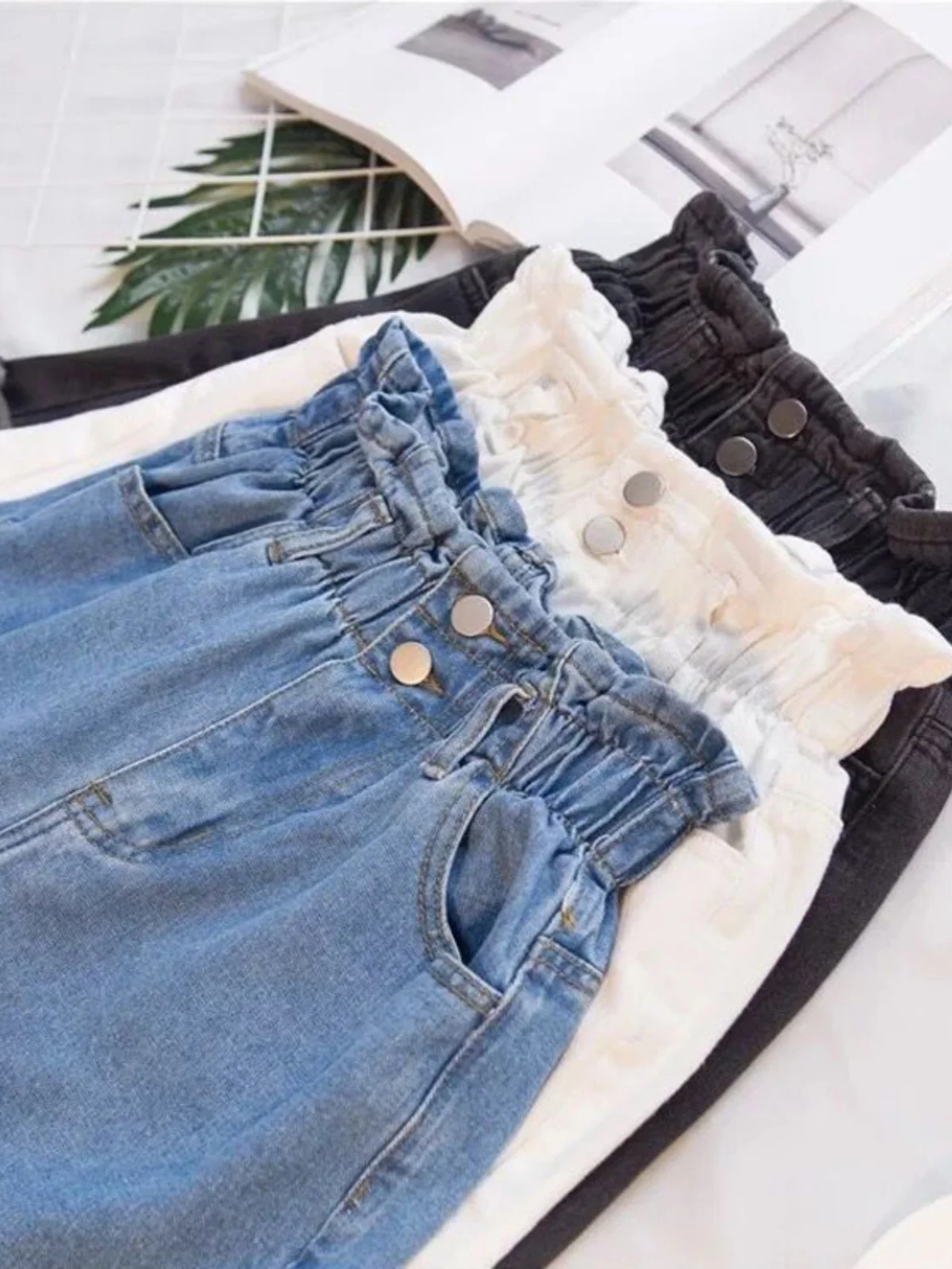 

High Waist Wide Leg Jeans orts Women's Summer Thin Large Size Fat MM Slim A-Line Pants Casual Faion plus Size Clothing