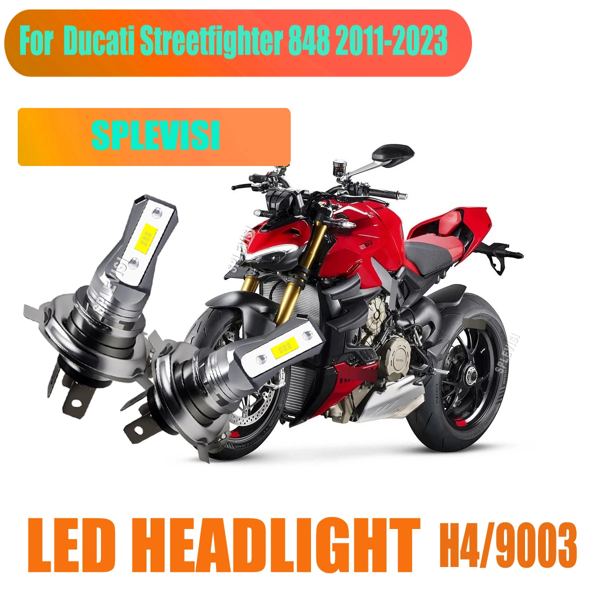 Plug-and-Play 6000K White H4 LED Moto Headlight Conversion Kit For Ducati Streetfighter 848 2011 2012 2013 2014 2015 2016-2023