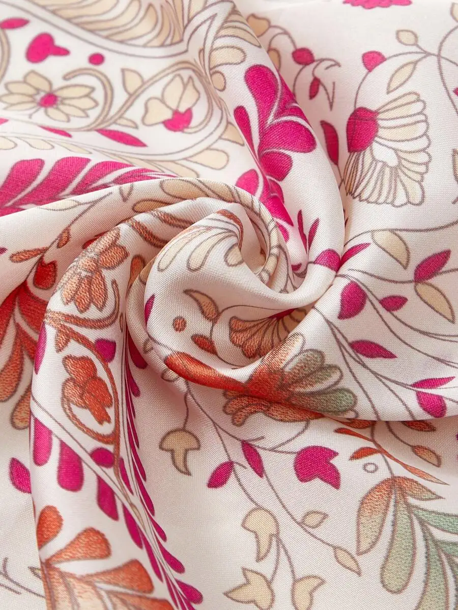 MOTF PREMIUM 1PC PEISLEY FLOWER PRINTED SILK FEEL SQUARE SCARF FOR WOMEN, AS BELT, BAG DECOR, FASHION ACCESSORY ELEGANT