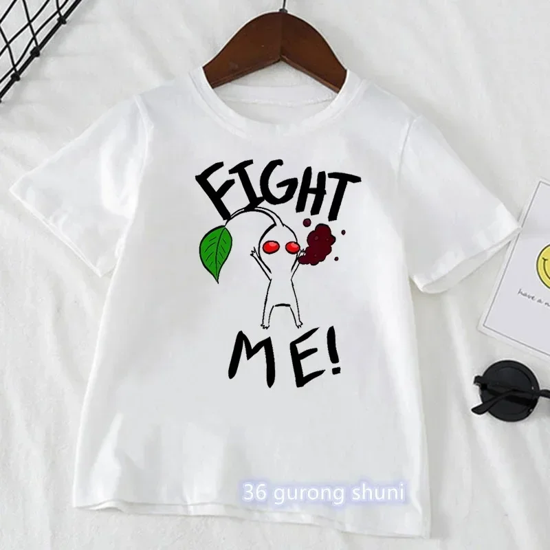 Funny T Shirt for Girls/Boys Pikmin Running Cartoon Print Tshirt Kawaii Kids Clothes Summer Tops Tee Shirt Harajuku Shirt