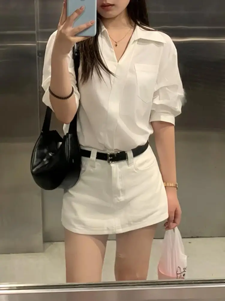 Recommandation au niveau Chao! Jupe en jean rétro américaine pour femmes, Sexy, Anti-lumière, ligne a, pantalon, taille haute, Design