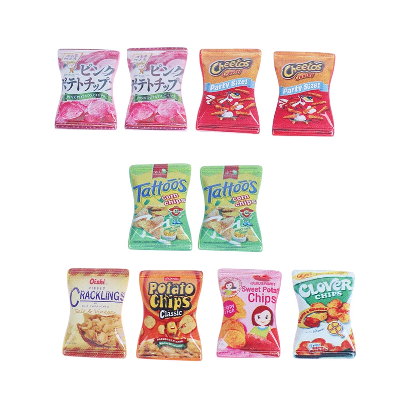 10 teile/satz Puppenhaus Miniatur Küche Lebensmittel Kartoffel Chips DIY Pretend Spielen Spielzeug