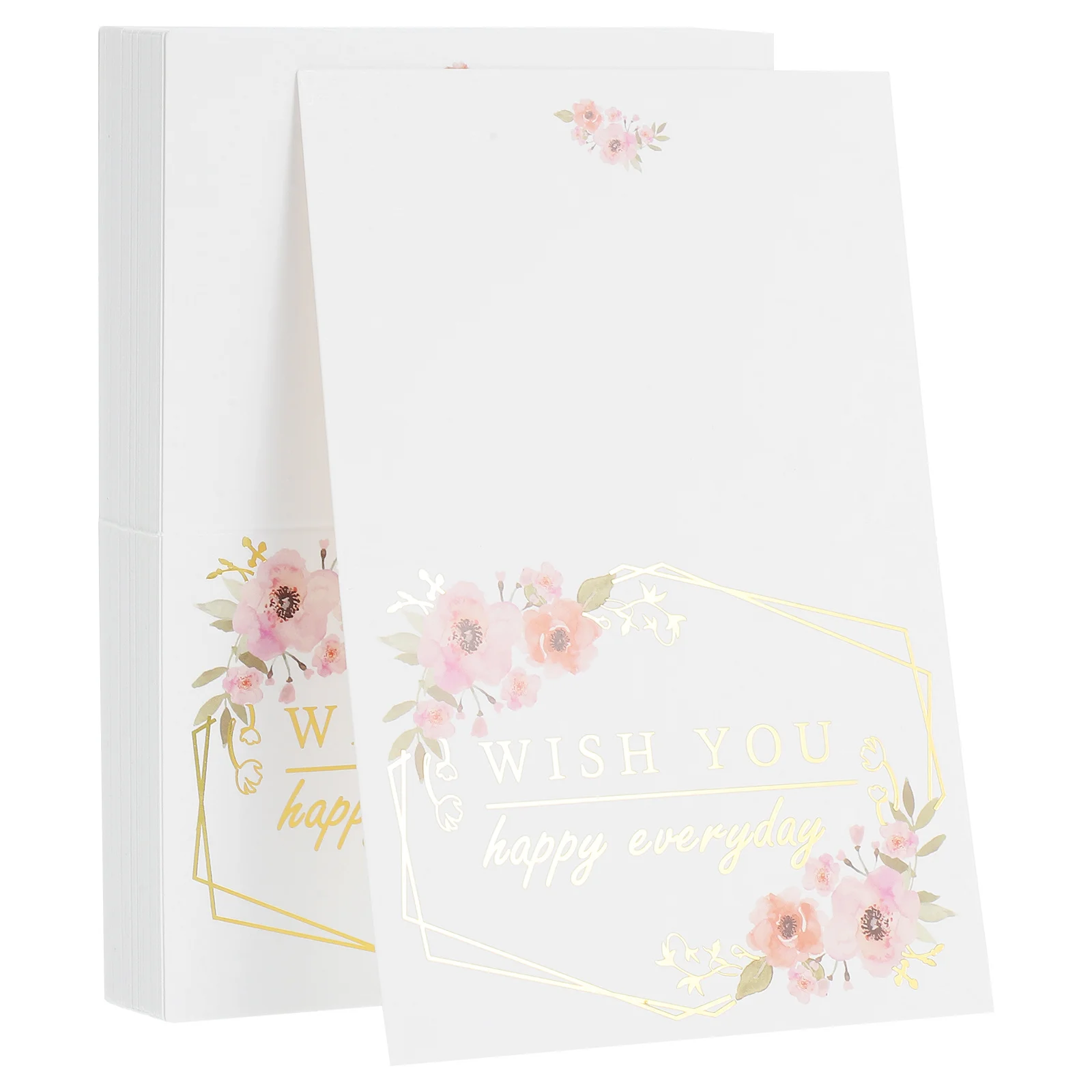 

50 шт. поздравительные открытки с цветочным принтом, акварельная золотая фольга, элегантные пустые открытки для благодарности, свадьбы, праздника, учителя, благодарность