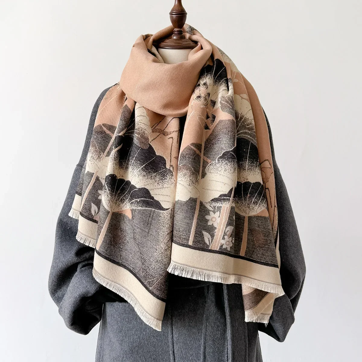 Autumn Winter Scarf Women Outdoor Keep Warm Large Size Scarf Thick Imitated Cashmere Shawl Lady New Luxury Design 2024