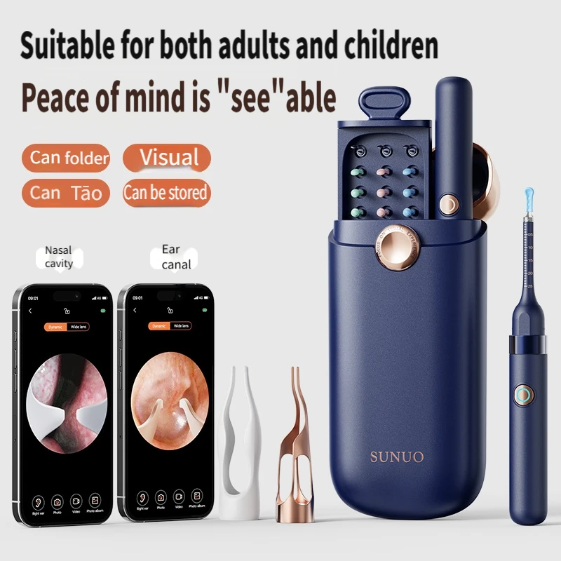 

Smart Visual Ear Pick Black Tech, беспроводная портативная и сверхпрозрачная очистка, домашний комплект совок для ушей, безопасный и надежный.