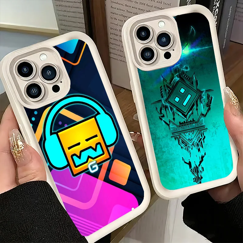 Funda para Teléfono iPhone 17 Air 16E 15 16 Pro Max con Diseño de Geometry Dash, Carcasa de Silicona Suave para 14 Plus 13 12 Mini