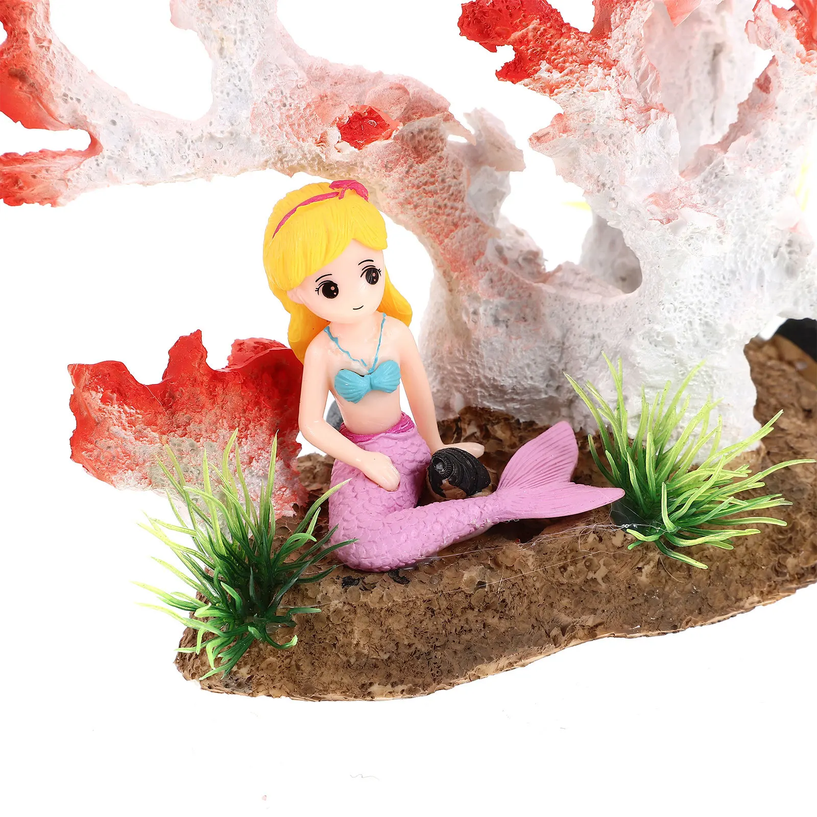 

Mermaid Figurine Landscape Coral Fish Tank Ornament Decorations Aquarium Accessories for Hideout Small