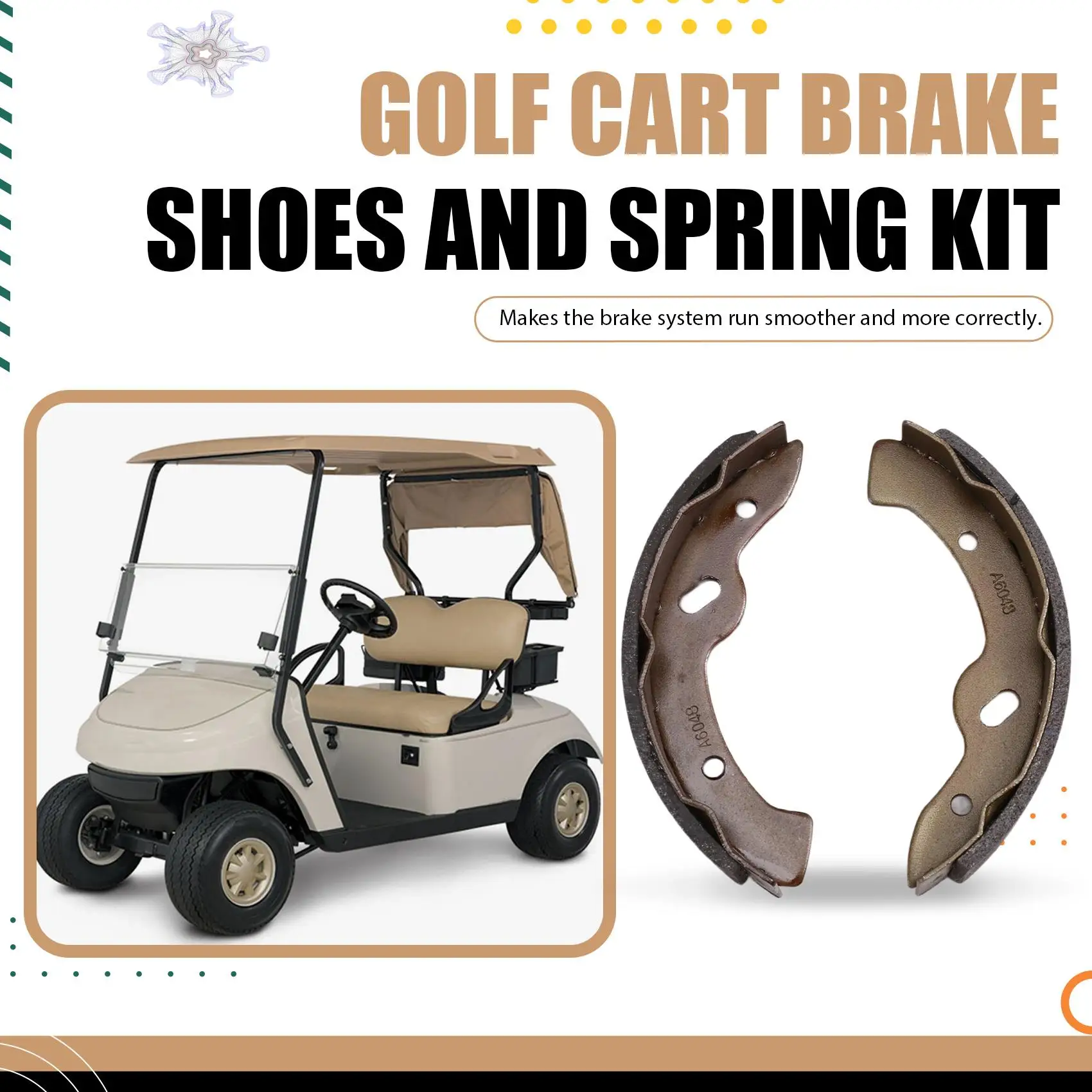 

Golf Cart Brake Shoes And Spring Kit Assembly For EZGO, Golf Cart Brakes Shoes Pads 27944G01 27943G01 70795G01