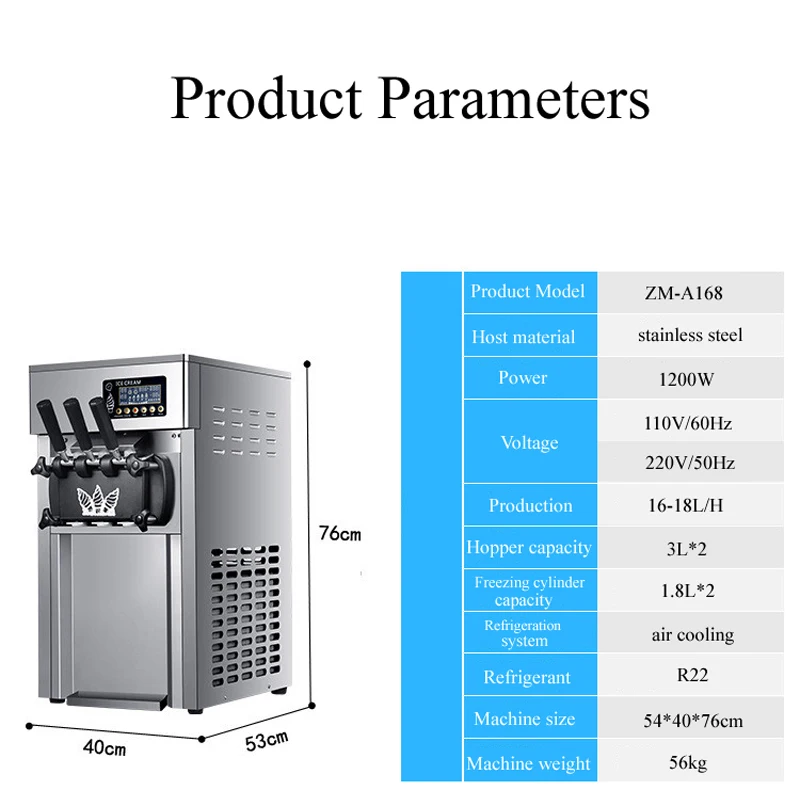 Desktop Three-color Soft Ice Cream Machine Commercial Small Ice Cream Machine Stainless Steel Body With High Quality