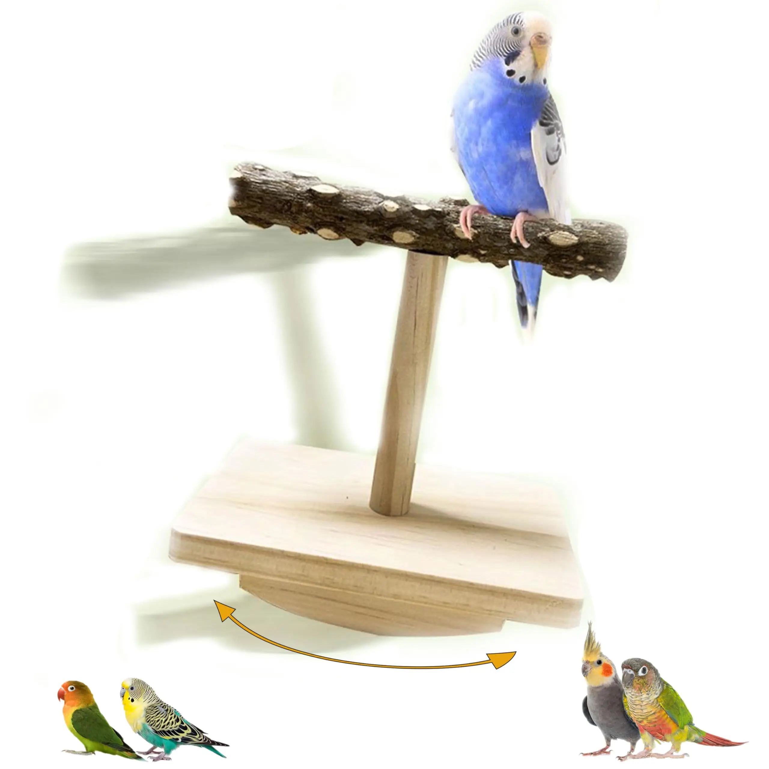 Natural Wooden Bird Training Frame Bird Educational Toys Parrot Perch Wooden Platform Bird Playground Game Bird Station Frame