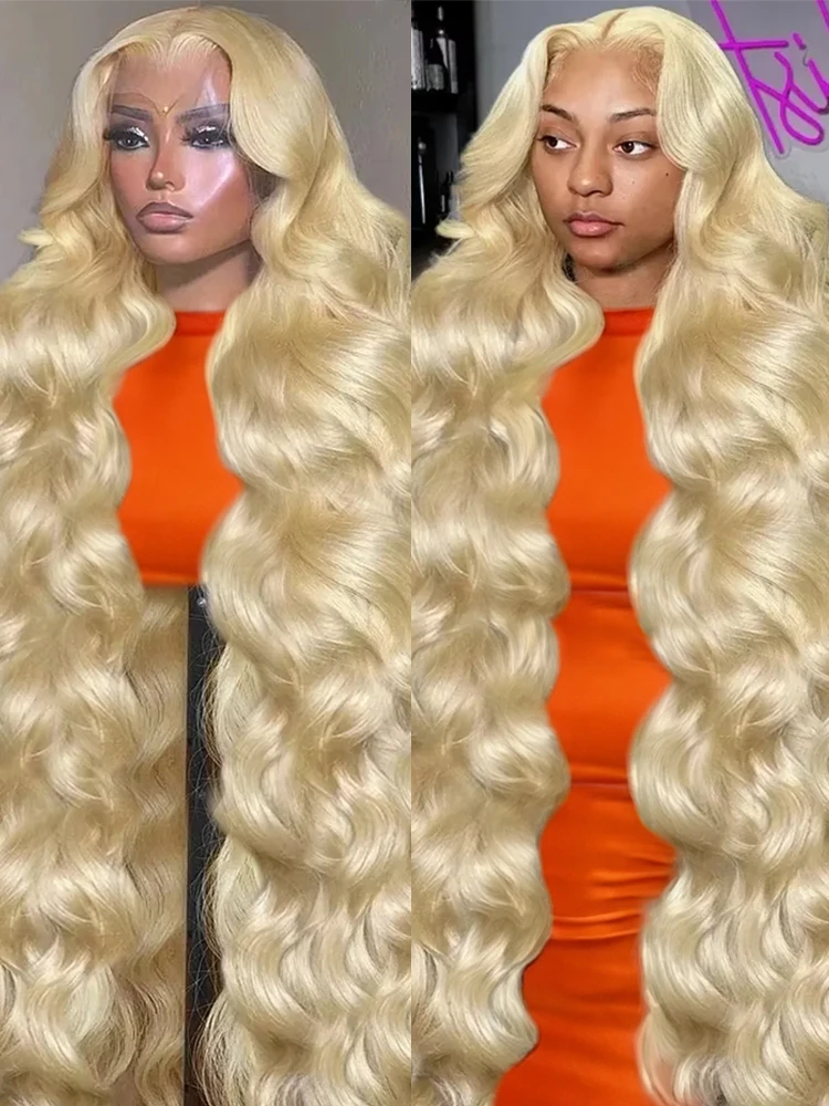 250 Density 30 40 Inch 613 Honey Blonde Body Wave 13x6 HD Transparent Lace Frontal Wigs Human Hair Brazilian Full Lace Wig Color
