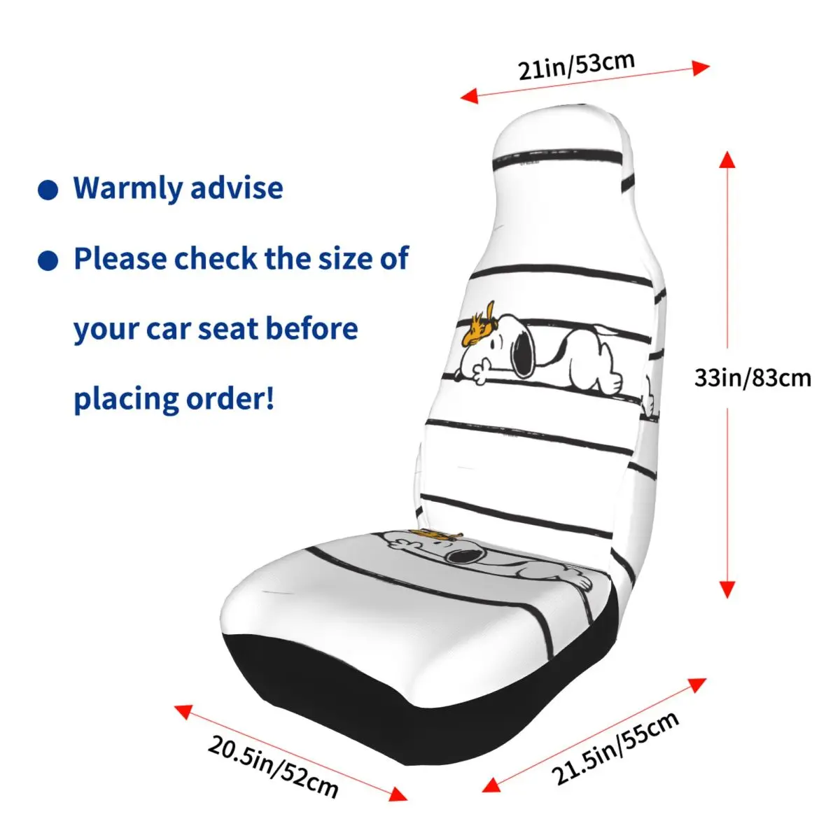 غطاء مقعد السيارة سنوبيس آند وودستوك، مجموعة أغطية مقاعد عالية الجودة مكونة من قطعتين مناسبة عالميًا للشاحنات والسيارات