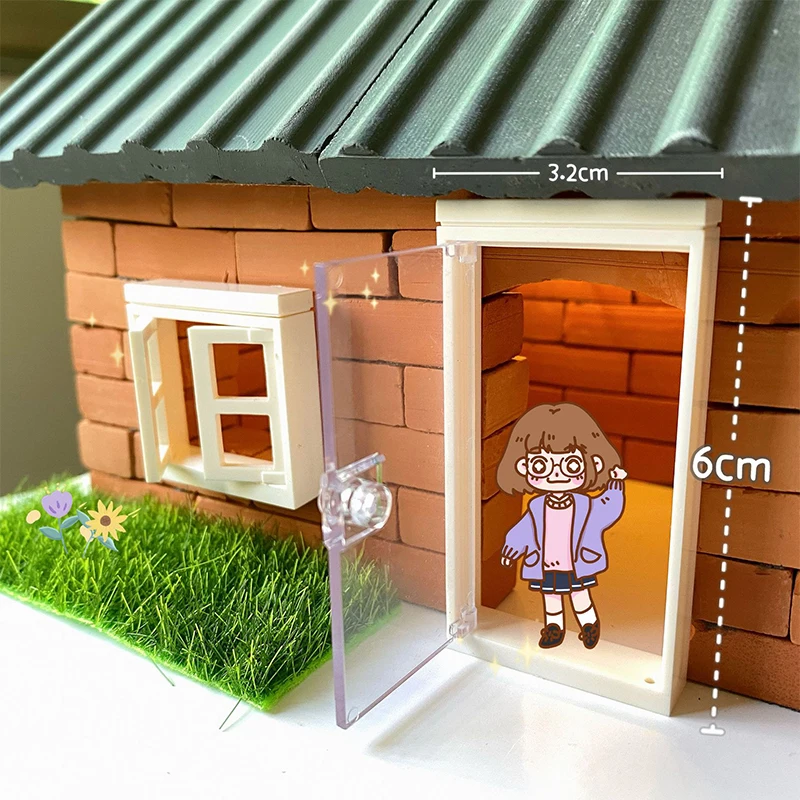 1/12 Dollhouse Villa Plastic Doors and Windows Mini House Window Frame Model Decoration DIY Doll house Miniature Accessories