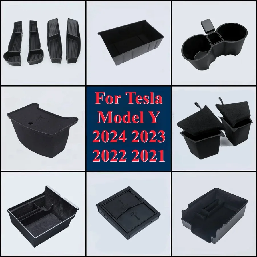 Per Tesla Model Y 2023 2024 2022 Center Console Organizer vassoio porta laterale scatola nascosta Cubby cassetto baule posteriore scatola sottosella