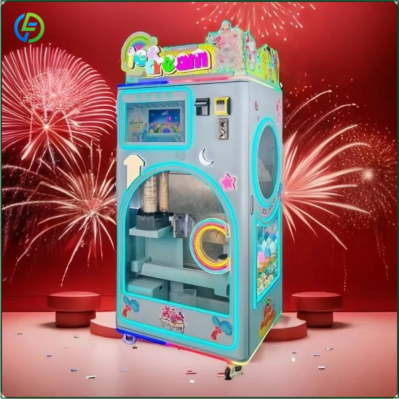 Coin Operated Banknote Card Reader Automatic Icecream Blending Vending Machine Italian FL Customized