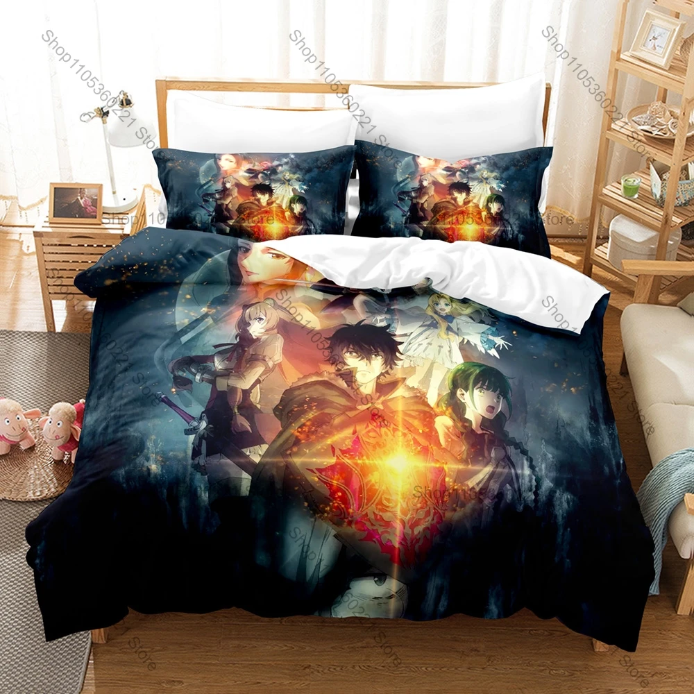 The Rising of the Shield Hero Isekai Anime 3PCS Bedding Set Duvet Cover+2 Pillowcases Soft Polyester Bed Linens For Naofumi Fans