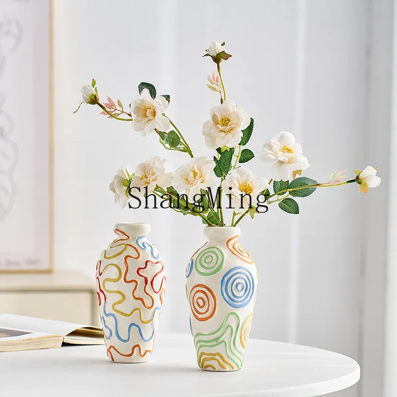 

DSA Simple Line Ceramic Vase Flower Arrangement Art Living Room Table Decoration Housewarming