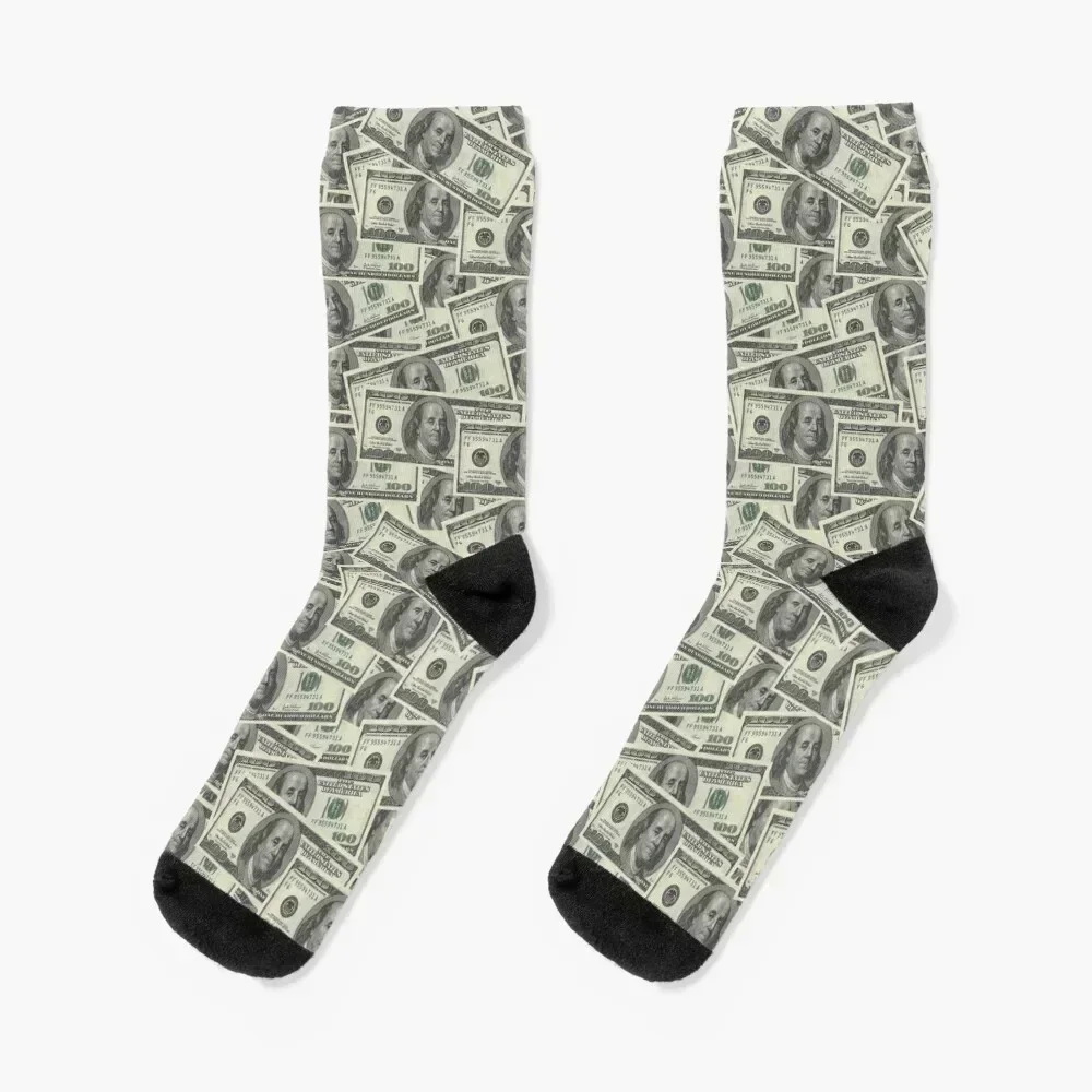 

$100 Dollar Bills Texture Socks designer japanese fashion Hiking boots hiphop Socks For Girls Men's