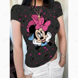 2000s Vintage Mickey Mouse Graphics Printing Summer Harajuku Slim Women T Shirt Short Sleeve Crop Tops Kawaii Y2K Baby Tees