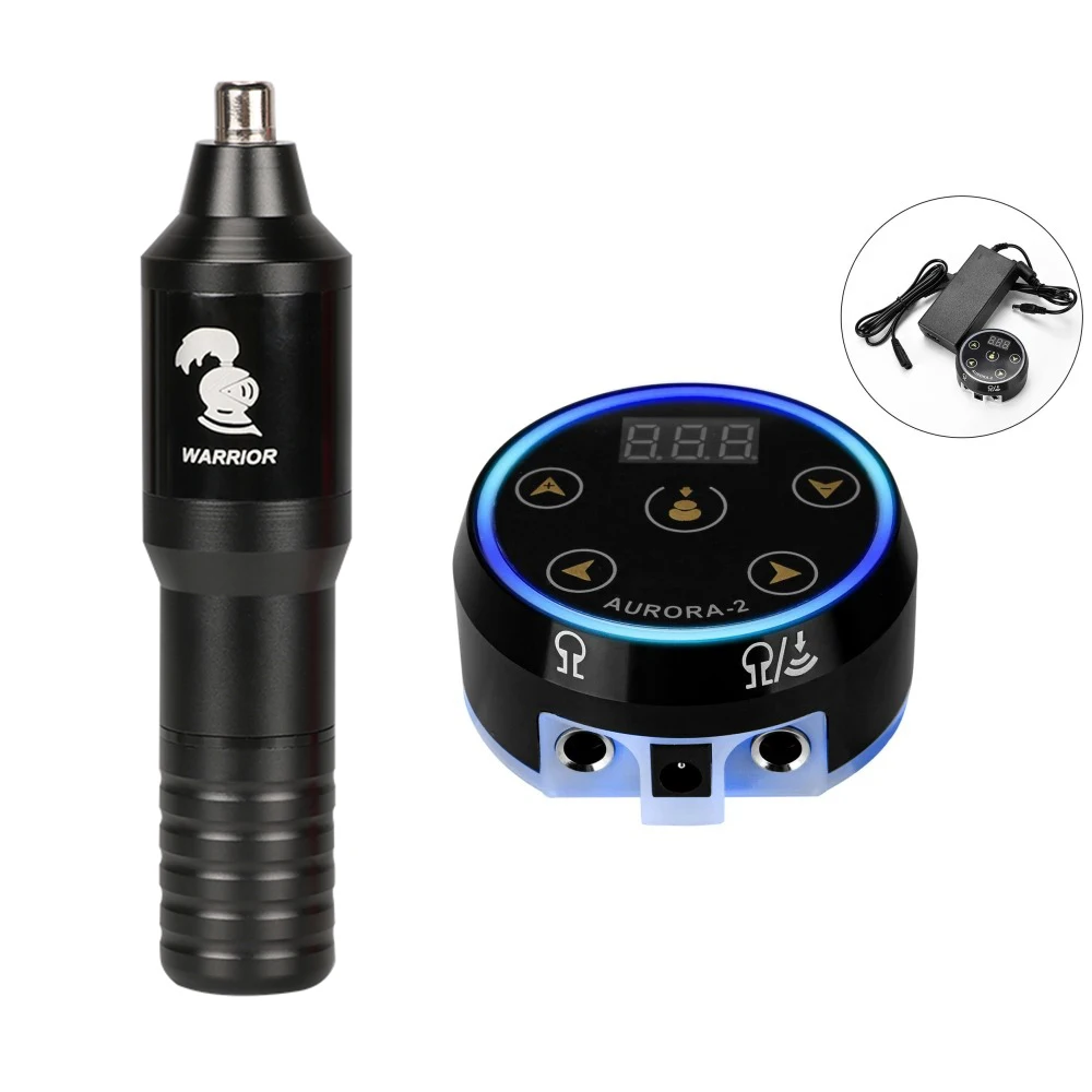

Warrior Rotary Tattoo Pen Machine Beginner Kit with AURORA Power Supply - Complete Tattoo Set for Tattoo Artists