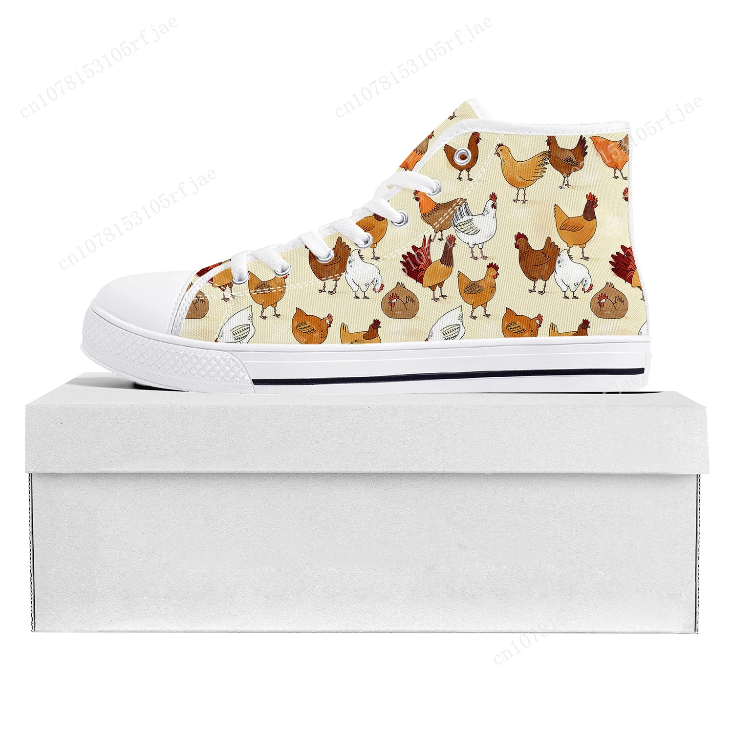 Cartoon Rooster Print High Top High Quality Sneakers Mens Womens Teenager Canvas Sneaker Casual Couple Shoes Custom Made Shoe