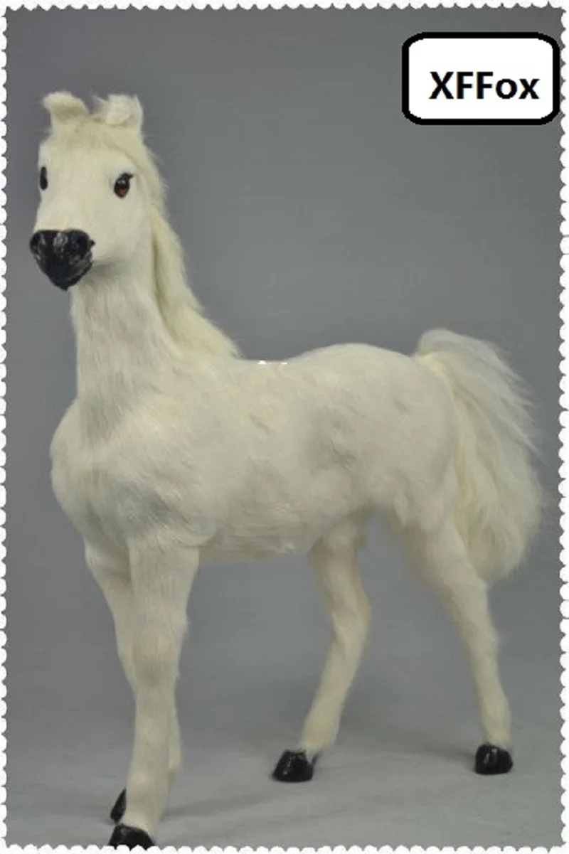 

big real life 1:6 war horse model plastic&furs simulation white blood horse gift about 34x36cm xf1876