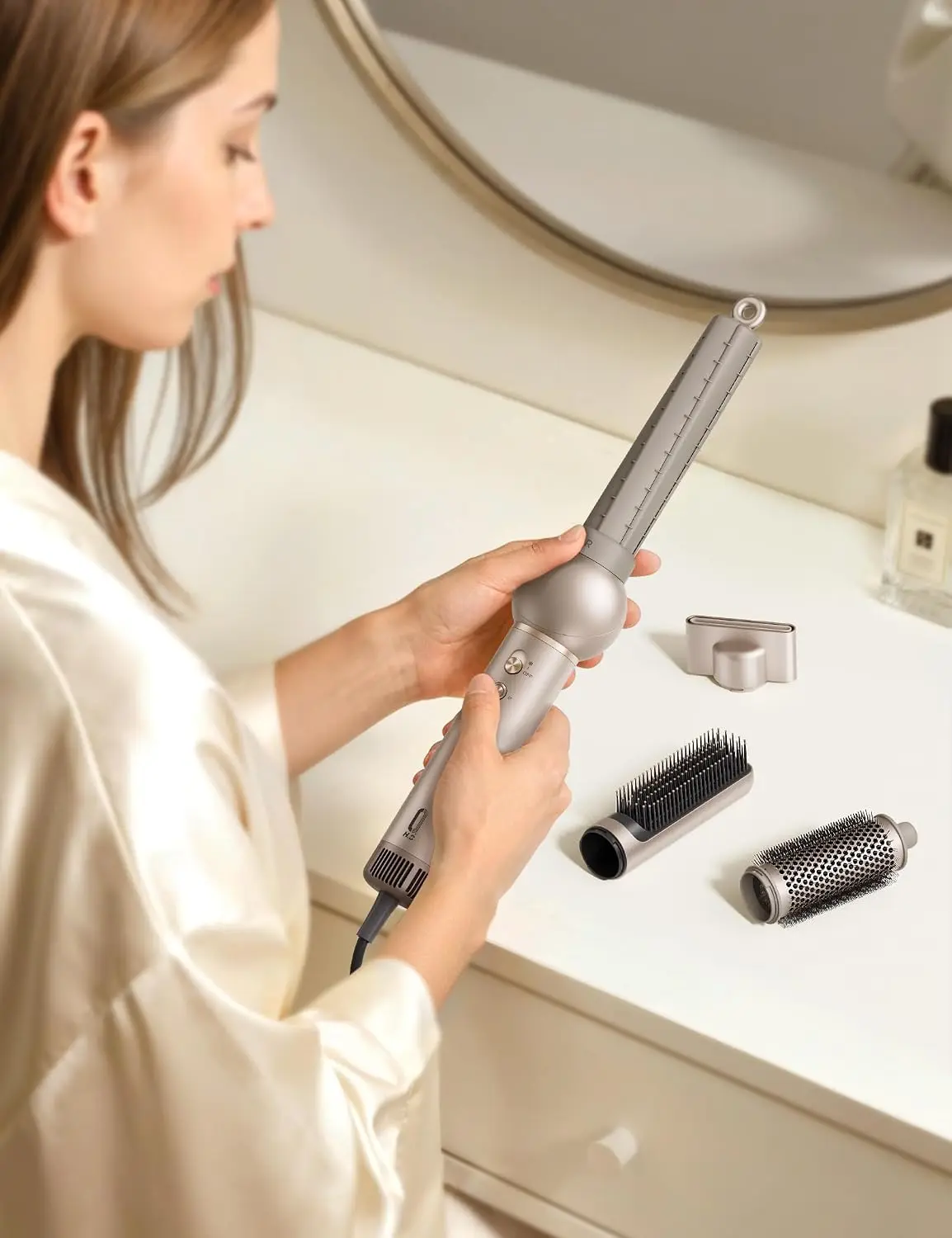 High-Speed Hair Dryer Brush with 8-in-1 Air Styler Functions, Gold
