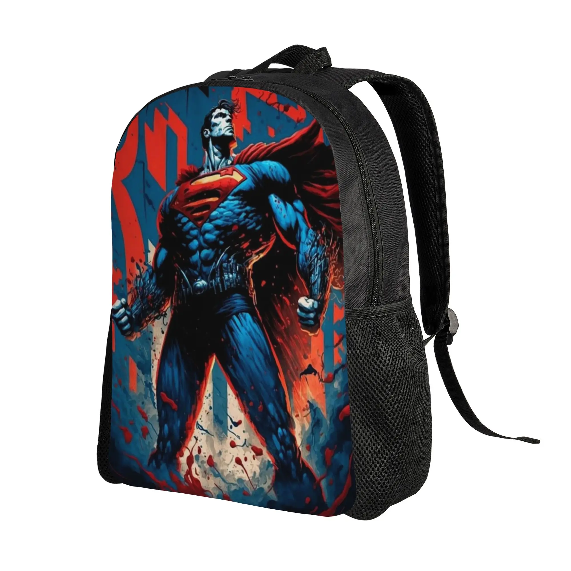 Back to school season Superman Graffiti Style Poster Knapsack  Ladies Adjustable Strap Backpack
