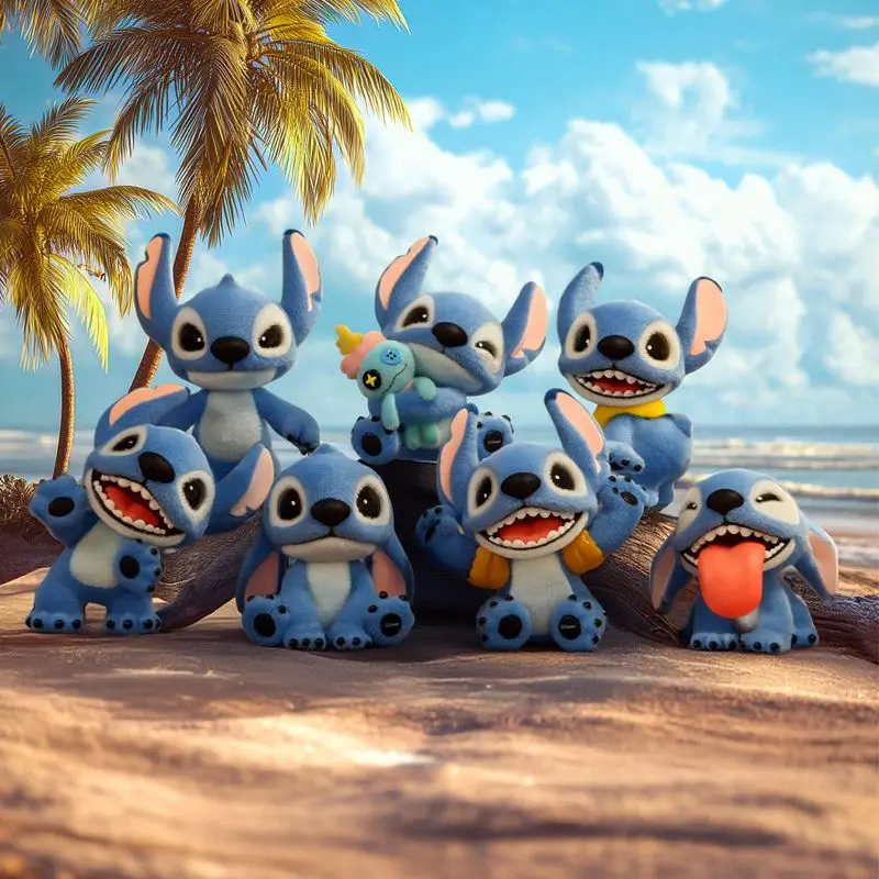 

Disney Stitch Furry Adventure series blind box flocked doll table ornament gift trendy toy anime cartoon peripheral toy figure