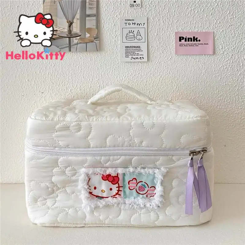 Sanrio Kawaii Hello Kitty My Melody Cinnamoroll Cosmetic Bags Girly Large Capacity Portable Travel Makeup Storage Toiletry Bag