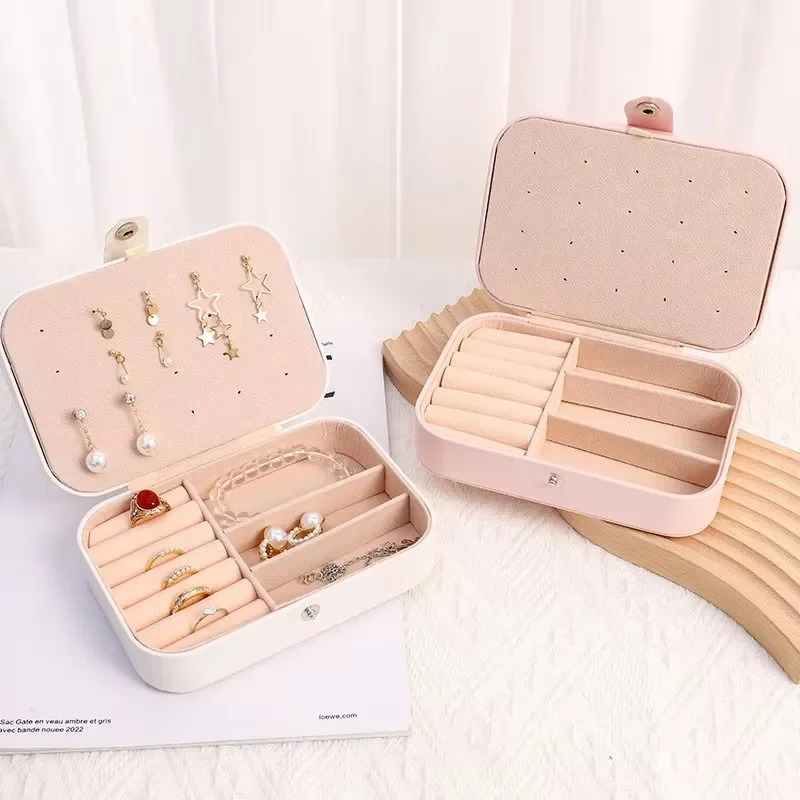 

Portable Travel Jewelry Box Necklace Earrings Ring Jewelry Organizer Display Pu Leather Large Capacity Jewelry Case Bento box
