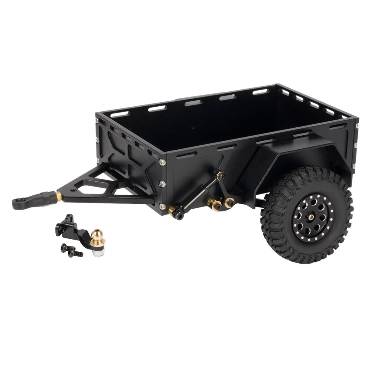 CNC Aluminum 1/18 Utility Trailer With Hitch Mount for TRX4M RC Crawler TRX-4M Bronco Defender Upgrade Parts