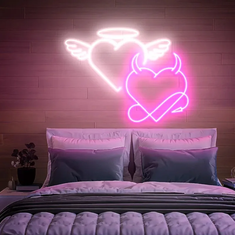 Angel Devil Neon Sign Custom Neon For Romantic Gift Home Room Bedroom Decor Wedding Bar Wall LED Neon Light Decoration