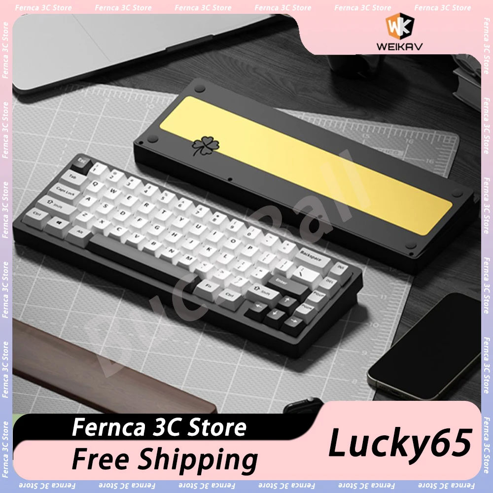 

WEIKAV Lucky65 Mechanical Keyboard Aluminium Alloy Three Mode Gaming Keyboard RGB Hot Swap Gasket Customize PC Accessories Gift