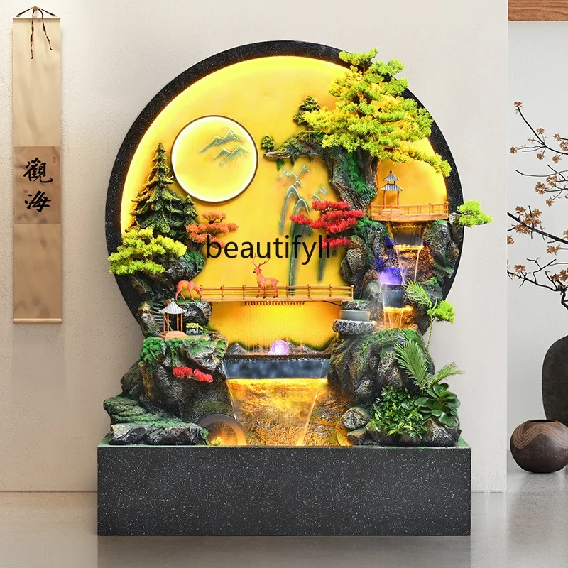 Rockery flowing water fountain water feature wall screen living room courtyard landscape jewelry floor feng shui wheel ornament