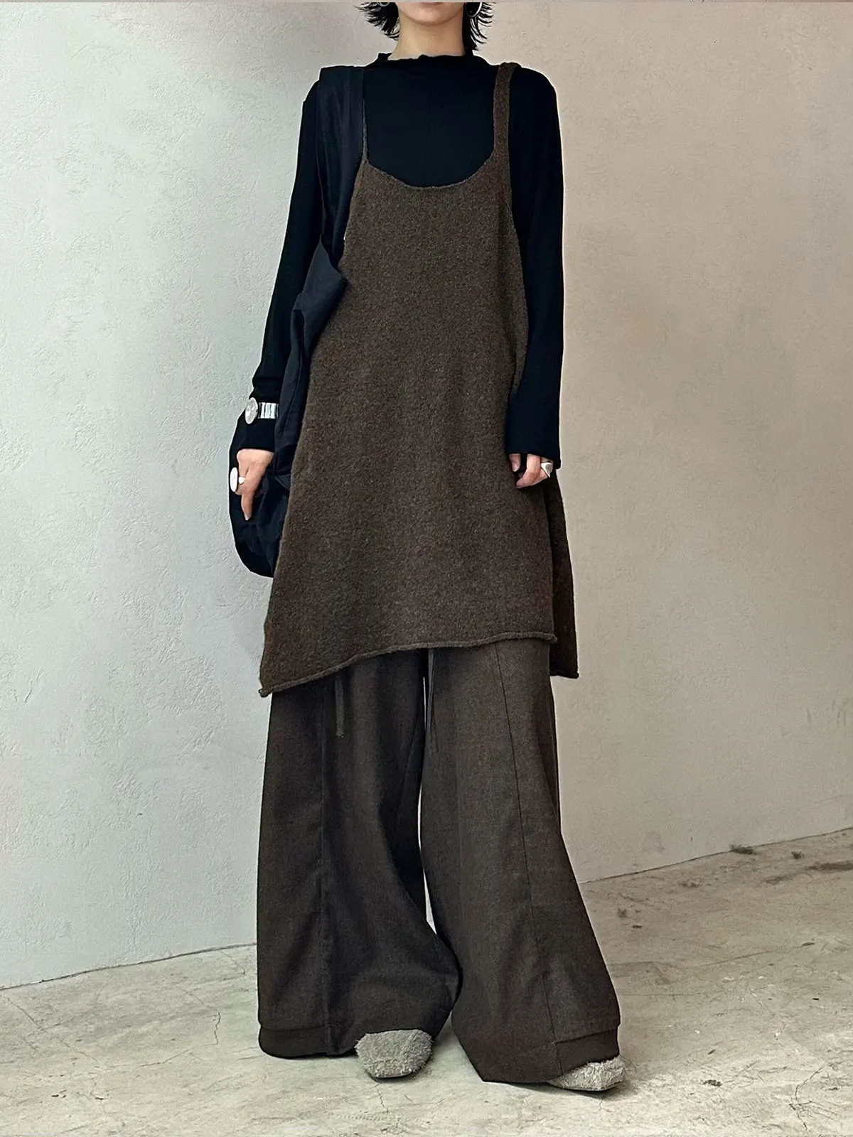 

DesiGar Vintage Brown Knitted Wrap Dr Lazy Sle Versatile Autumn Winter Outerwear Casual Color Svel Dr