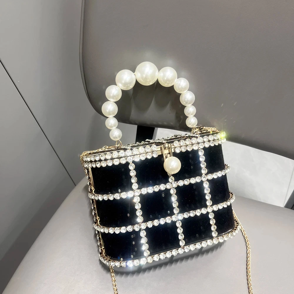 Imagem -04 - Cristal Brilhante Rhinestone Handle Evening Clutch Bolsa Bolsas de Luxo Bolsa de Ombro Bolsa de Embreagem Bolsa de Balde