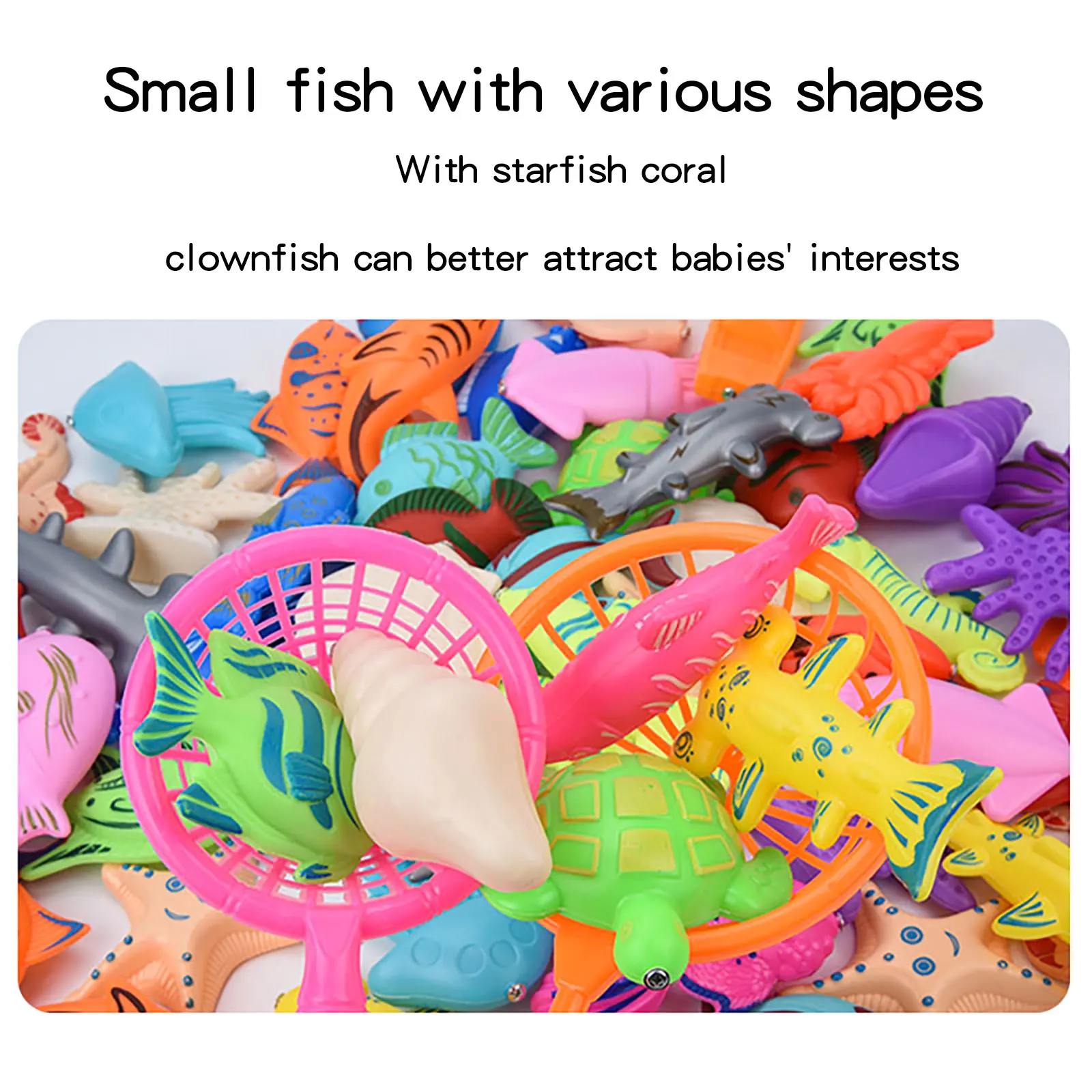 28 Fishing Toys (Randomly Colored), Plastic Floating Fish, Colorful Marine Animals, Fishing Toys, Water Table, Bathtub, Swimming