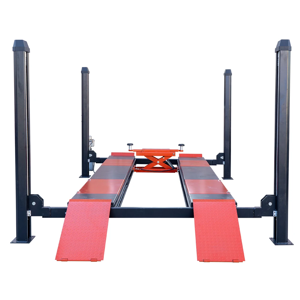 AUTENF 4 Tons Electric-hydraulic Four Post Auto Hoist Car Lift Four Column Vehicle Lifter with Sliding Jack for Workshop Repair